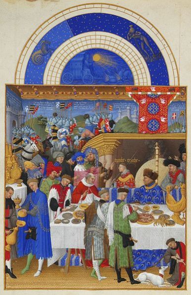 Page from Très Riches Heures, early 15th century France. Via.